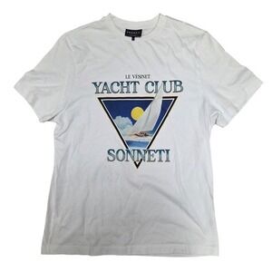 Sonneti London Le Vesinet Yacht Club Waves White T-Shirt Size Large